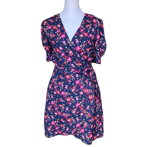 Heartloom - Cheri Puff Sleeve Floral Wrap Mini Dress Size XS - Picture 1 of 6